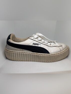 Fenty Puma White & Black Platform Sneakers - Women's